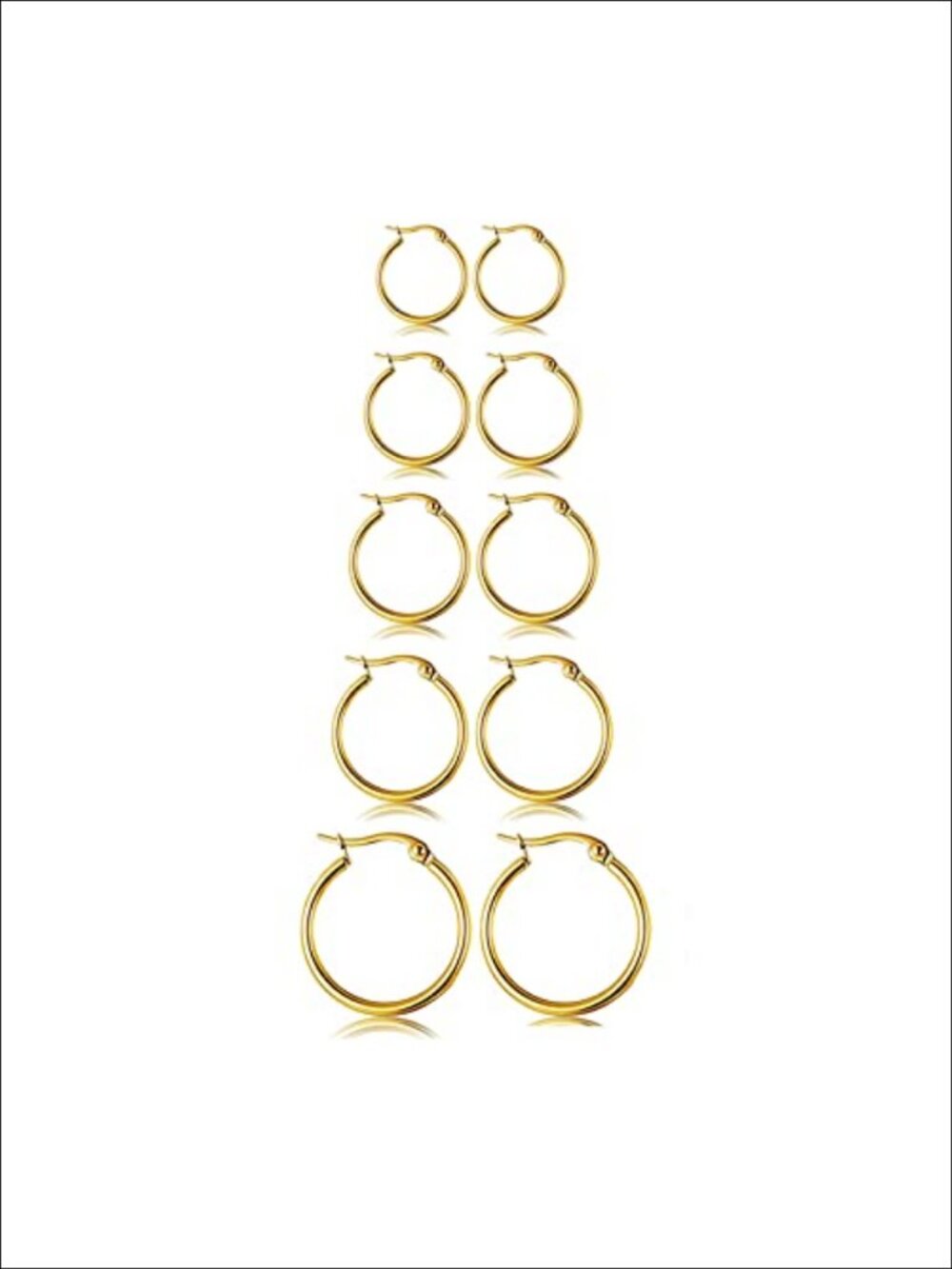 Stainless Steel Hoop Earrings Set 316L Hypoallergenic 18G Thin Lightweight